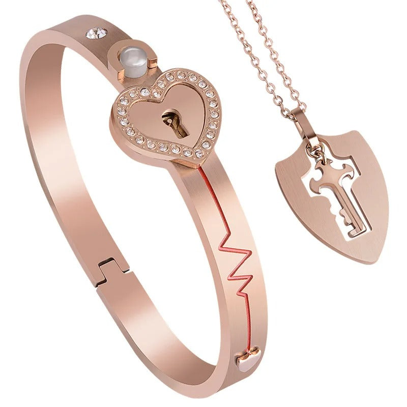 EternalBond - Heart Lock Bracelet Set